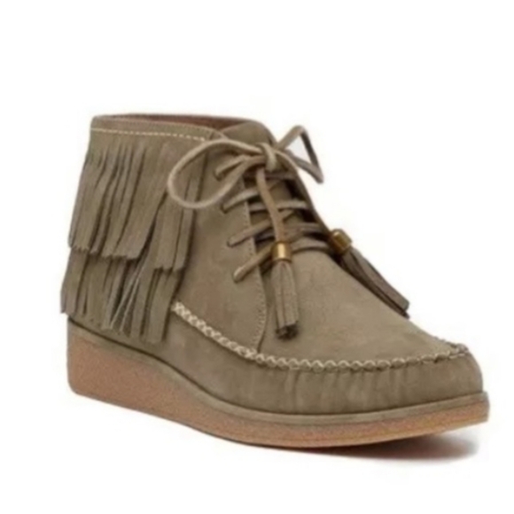 UGG Caleb Lace Up Fringe Wedge Moccasins Size 8 - Picture 1 of 10